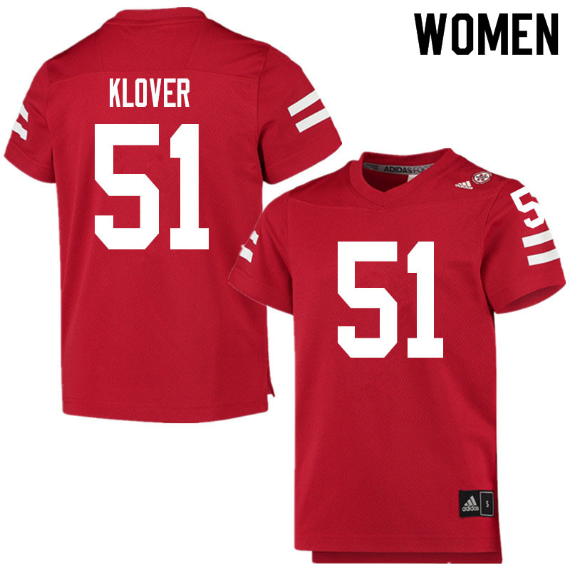 Women #51 Braden Klover Nebraska Cornhuskers College Football Jerseys Sale-Scarlet